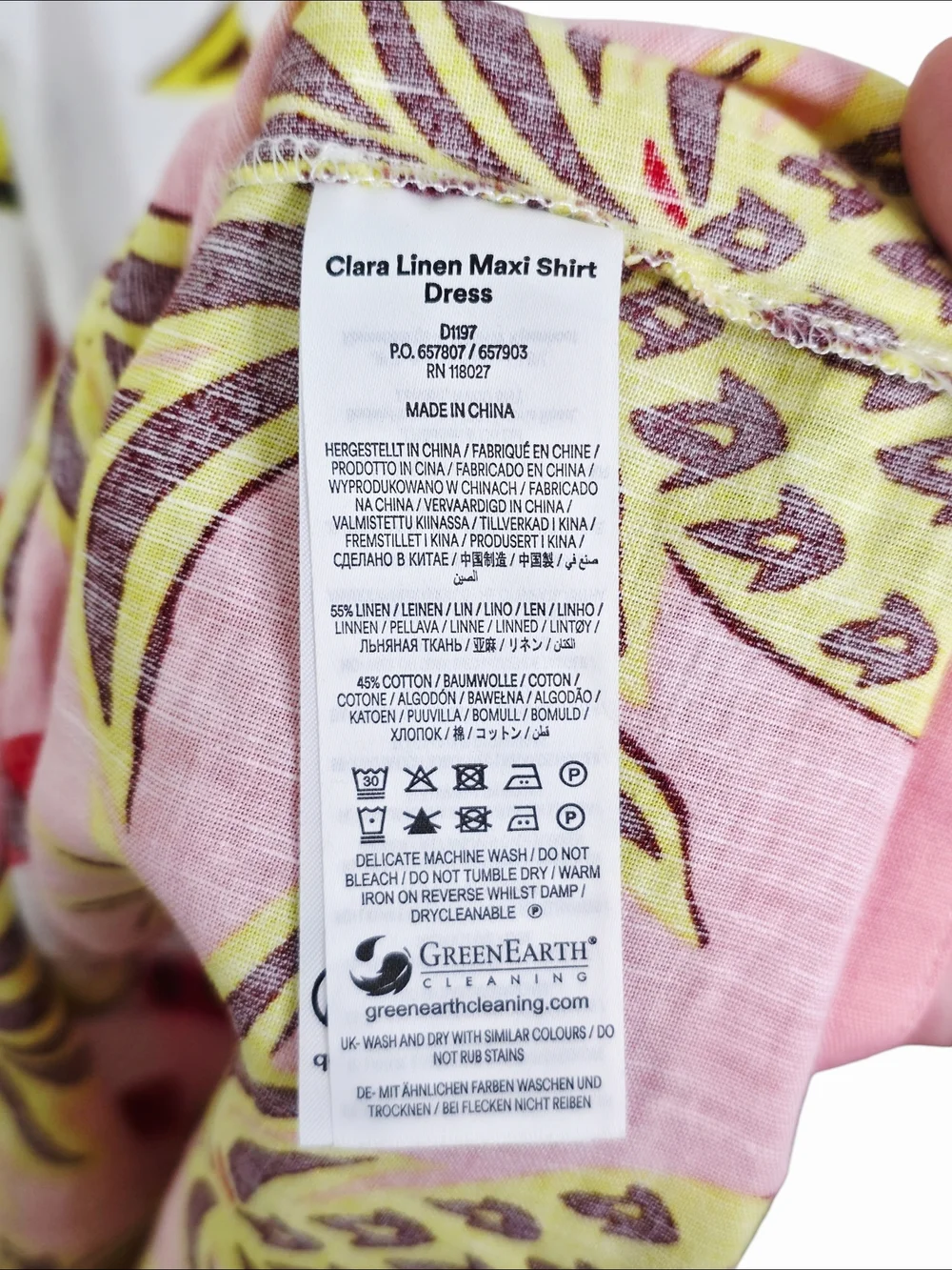 Boden Clara Maxi Dress Tropical Bonanza Linen‎ Novelty Belted Shirt Size 8R - Picture 8 of 10